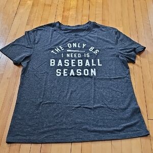 Womens Gray Baseball Graphic T-Shirt